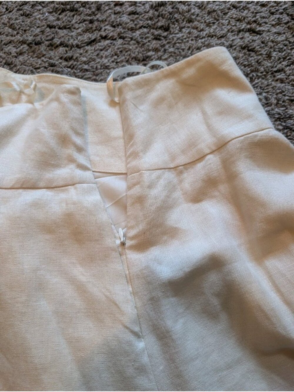 Lauren Ralph Lauren Women’s Sz 4 Ivory 100% Linen A-Line Midi Skirt Side Zip - Picture 3 of 7